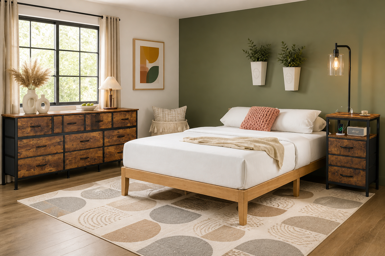 mid-century color bedroom generated room concept for $475.90 with Amazon decor picks