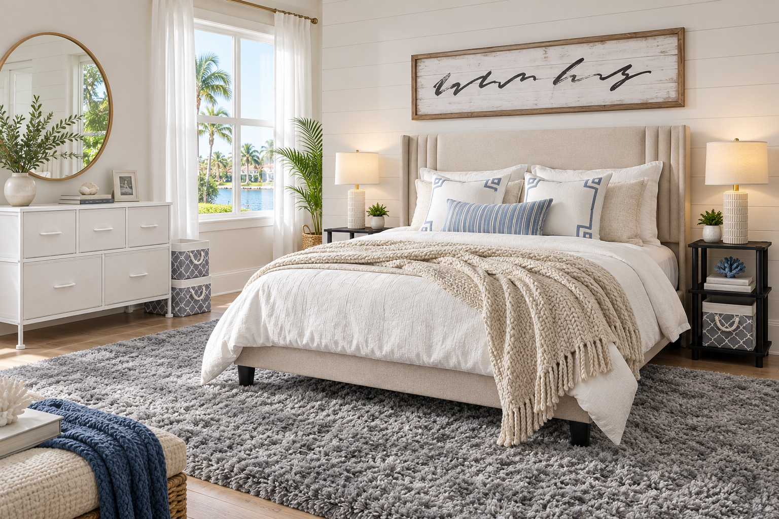coastal Florida bedroom generated room concept for $307.72 with Amazon decor picks