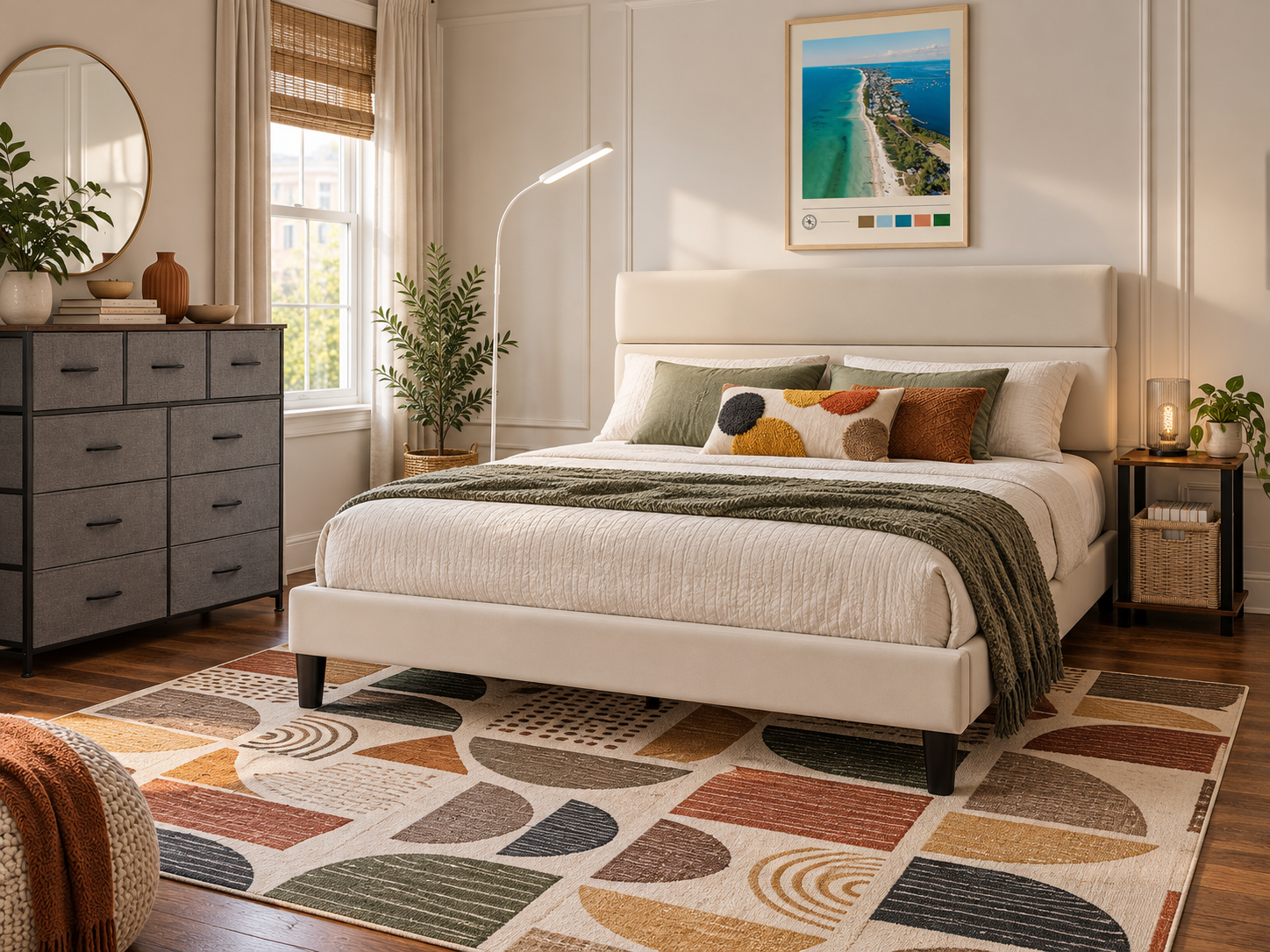 mid-century color bedroom generated room concept for $405.33 with Amazon decor picks