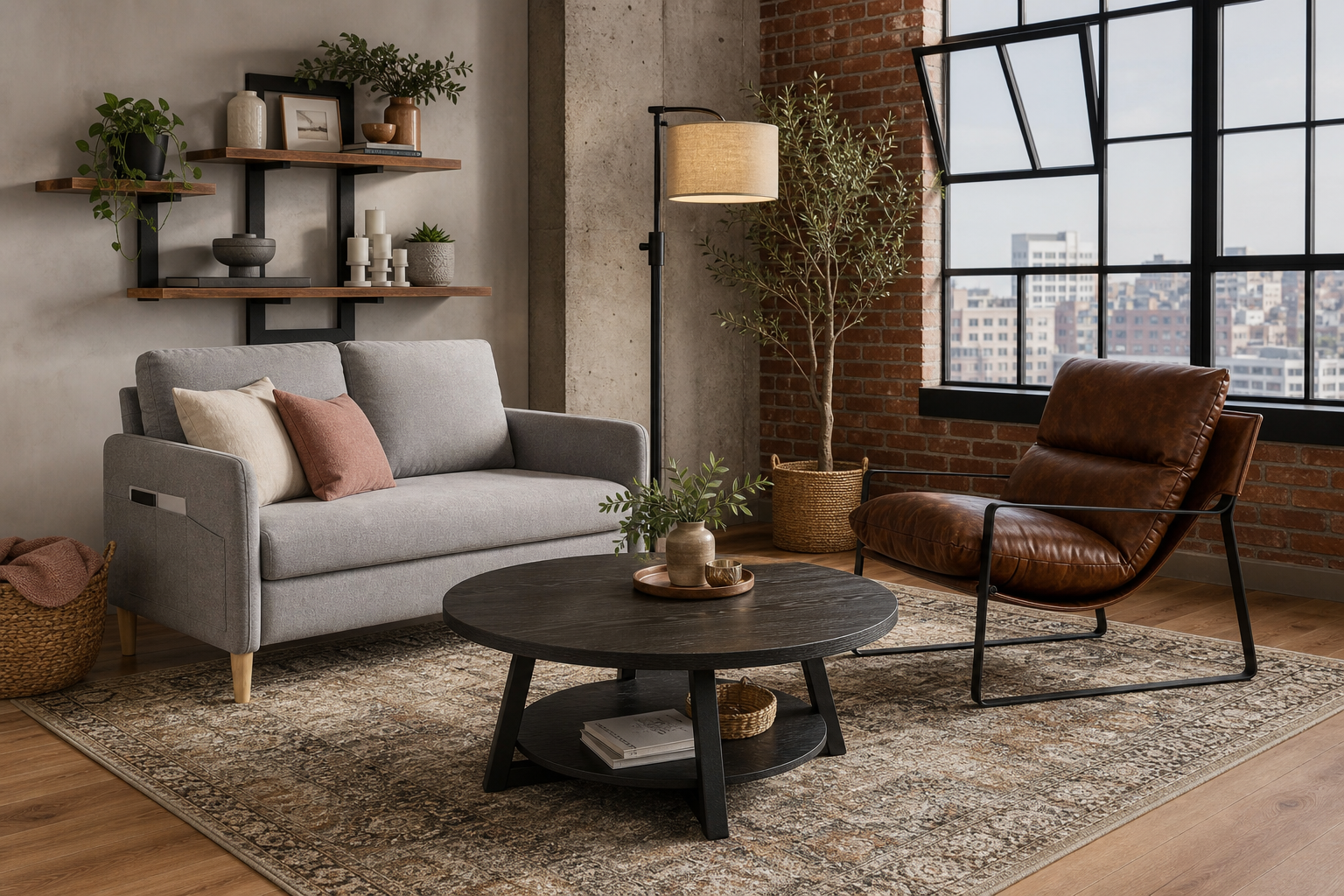 Industrial loft living room for $591.22 generated room concept