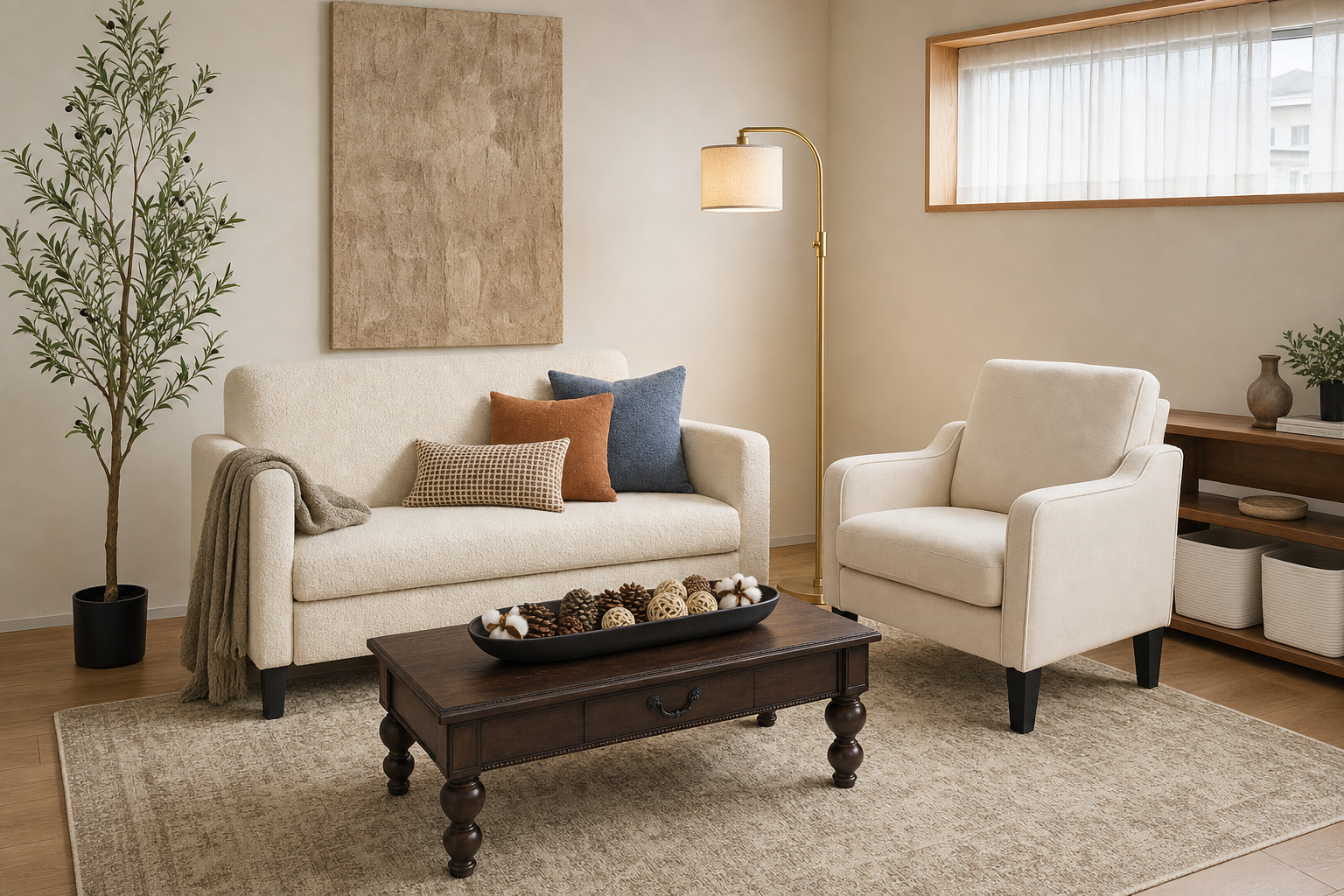 Japandi small-space living room for $981.91 generated room concept