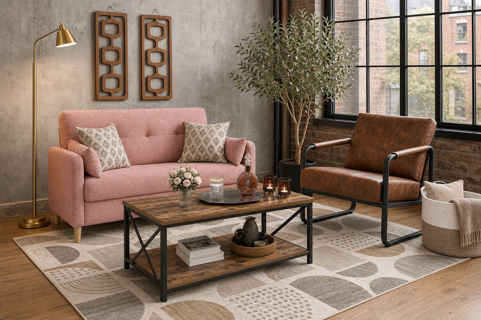 industrial loft living room generated room concept for $753.76 with Amazon decor picks