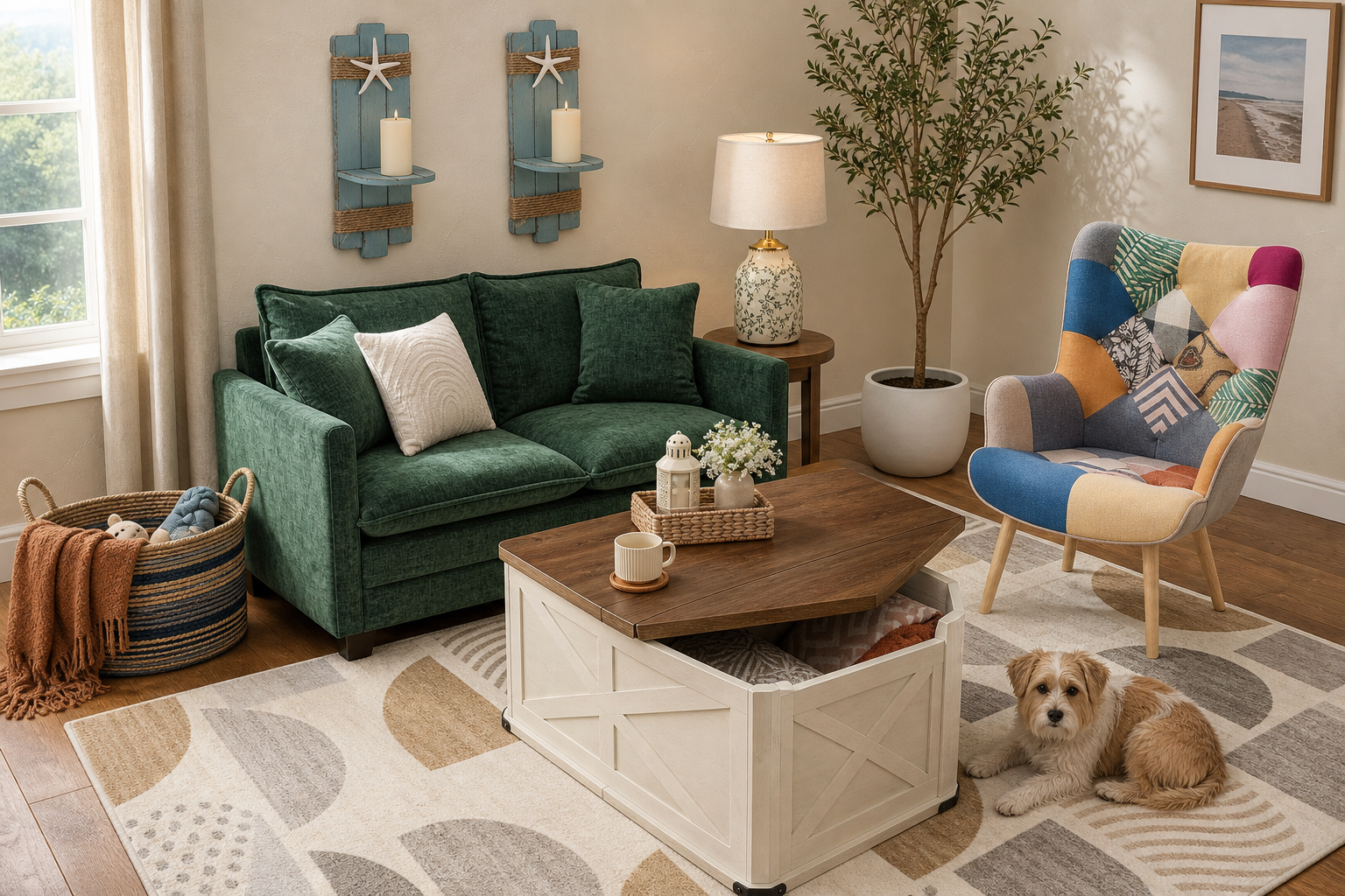 pet-friendly living room generated room concept for $741.39 with Amazon decor picks