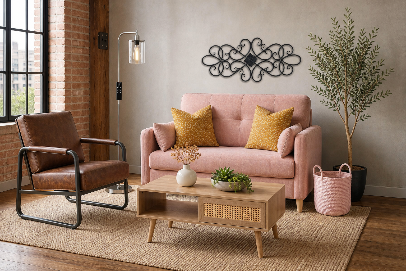 industrial loft living room generated room concept for $616.79 with Amazon decor picks