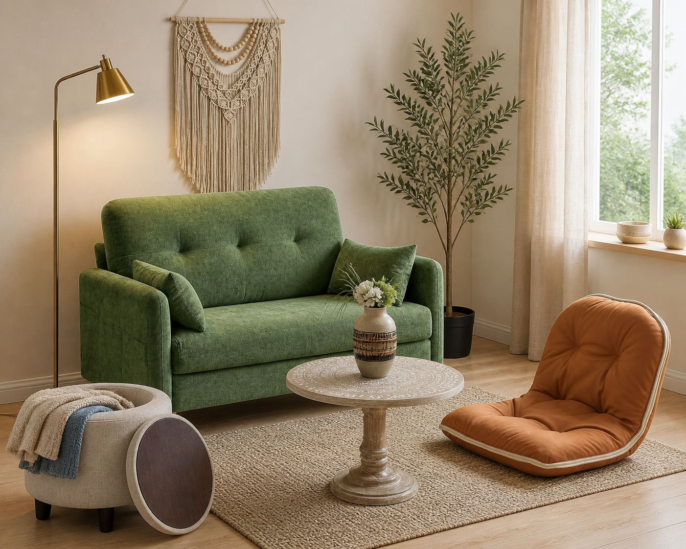 Japandi small-space living room generated room concept for $561.68 with Amazon decor picks
