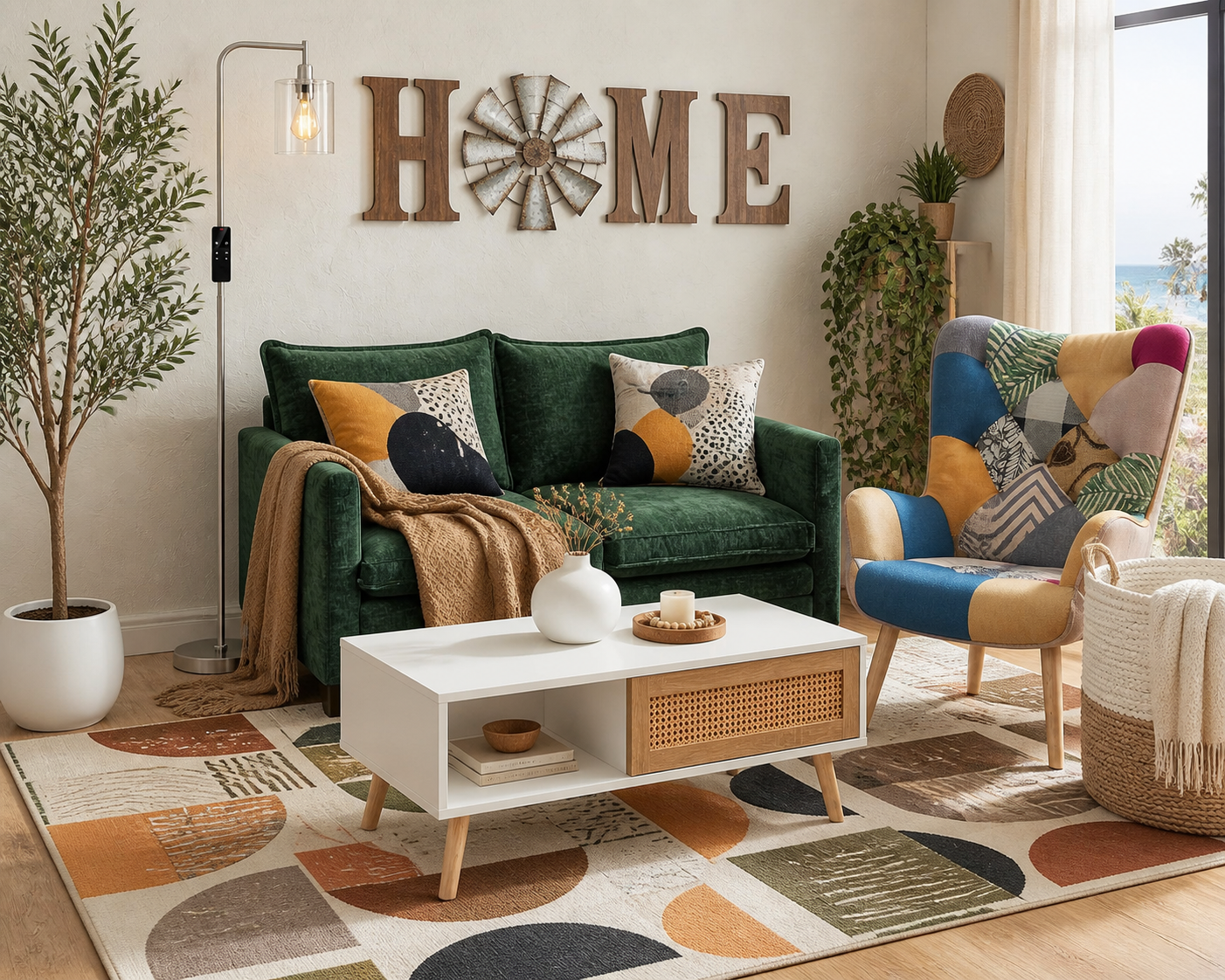 boho collected living room generated room concept for $683.41 with Amazon decor picks